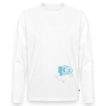 Can.Eyes – Walking Retro Radio, Pixelated - Männer Premium Bio Langarmshirt - Weiß - Vorne - Nico (187cm)