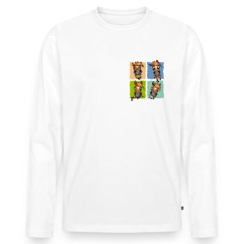 Trombines gourmandes (fond blanc) - T-shirt manches longues Premium bio Homme - blanc - Devant - Nico (187cm)