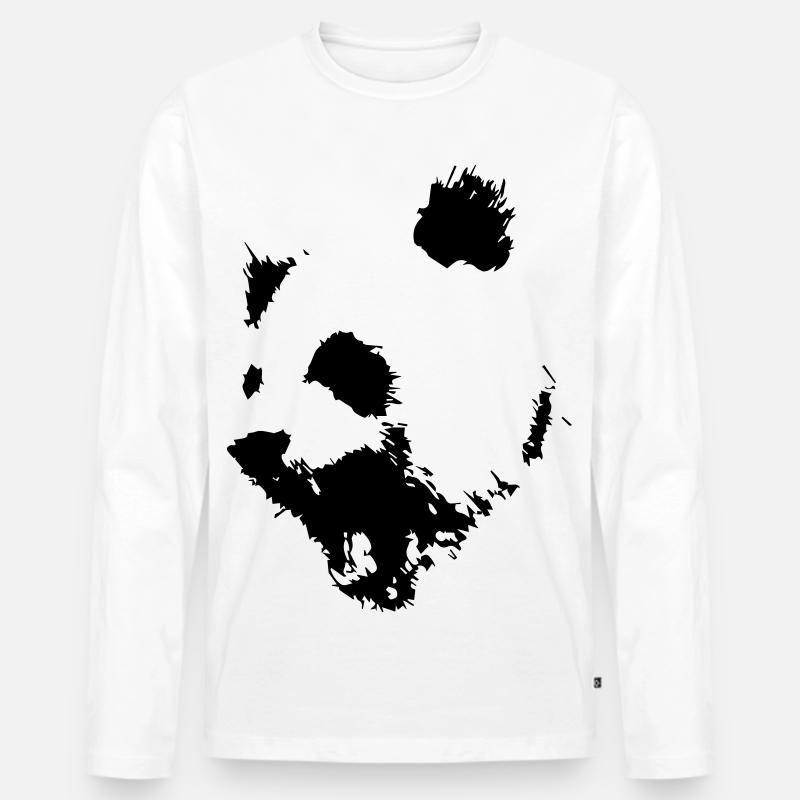 Panda - Männer Premium Bio Langarmshirt - Weiß