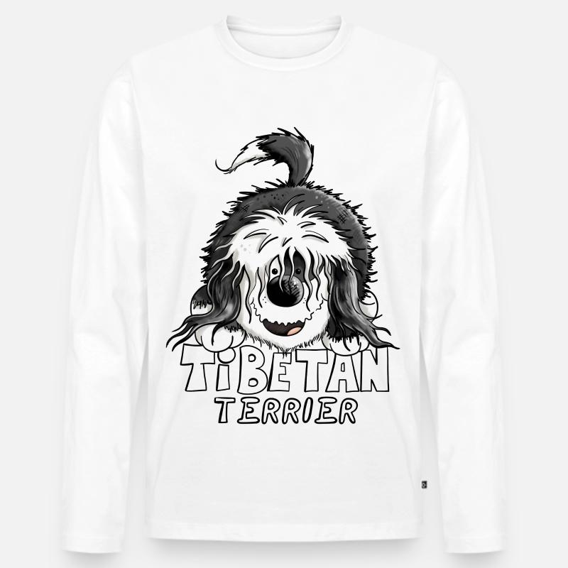 Süßer Tibet Terrier - Männer Premium Bio Langarmshirt - Weiß