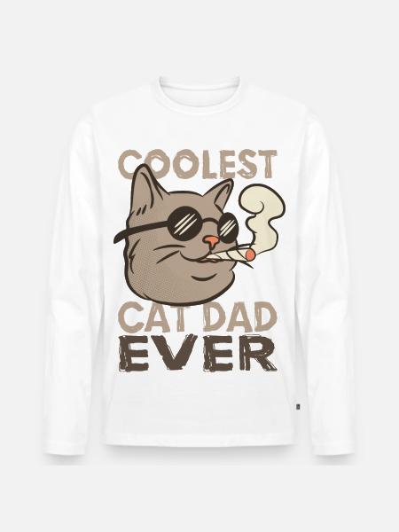 Chat Papa - T-shirt manches longues Premium bio Homme - blanc