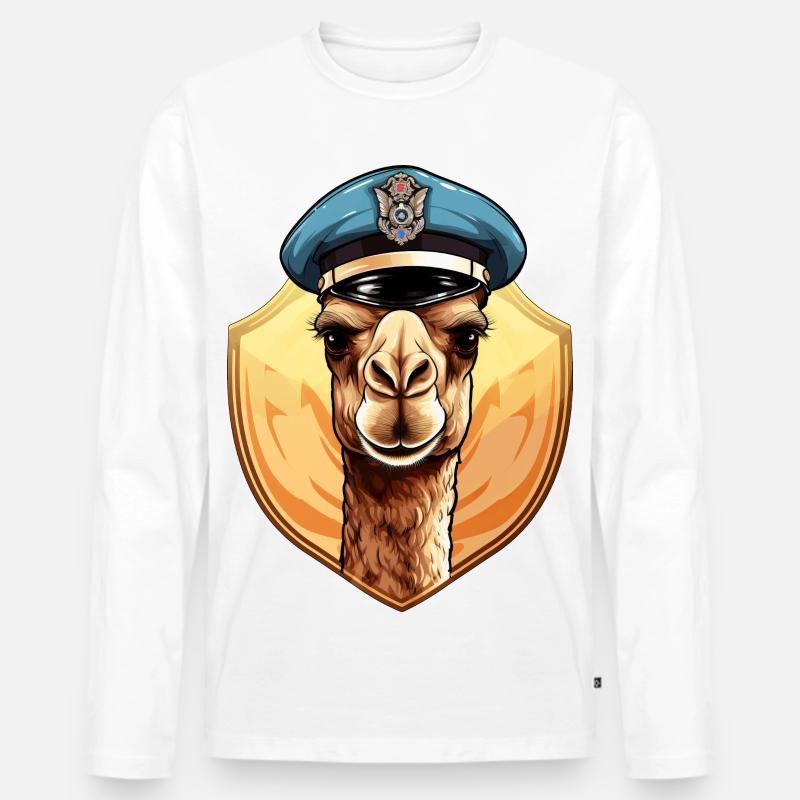Polizei Kamel - Männer Premium Bio Langarmshirt - Weiß