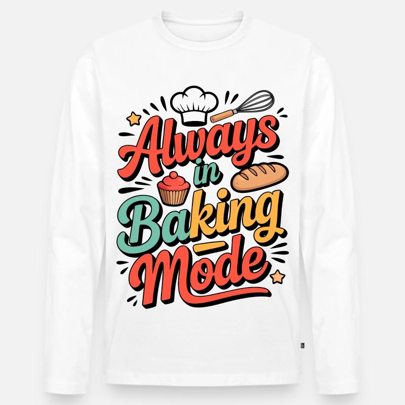 Immer im Backmodus – Backfreude Design - Männer Premium Bio Langarmshirt - Weiß