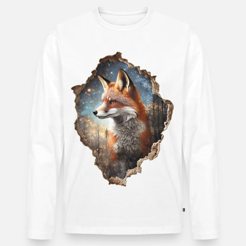 Fuchs - Männer Premium Bio Langarmshirt - Weiß