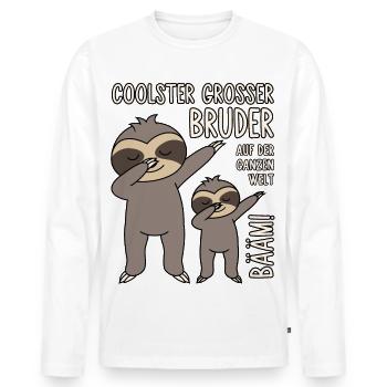 Coolster großer Bruder auf der ganzen Welt Bääm - Männer Premium Bio Langarmshirt - Weiß - Vorne - Nico (187cm)