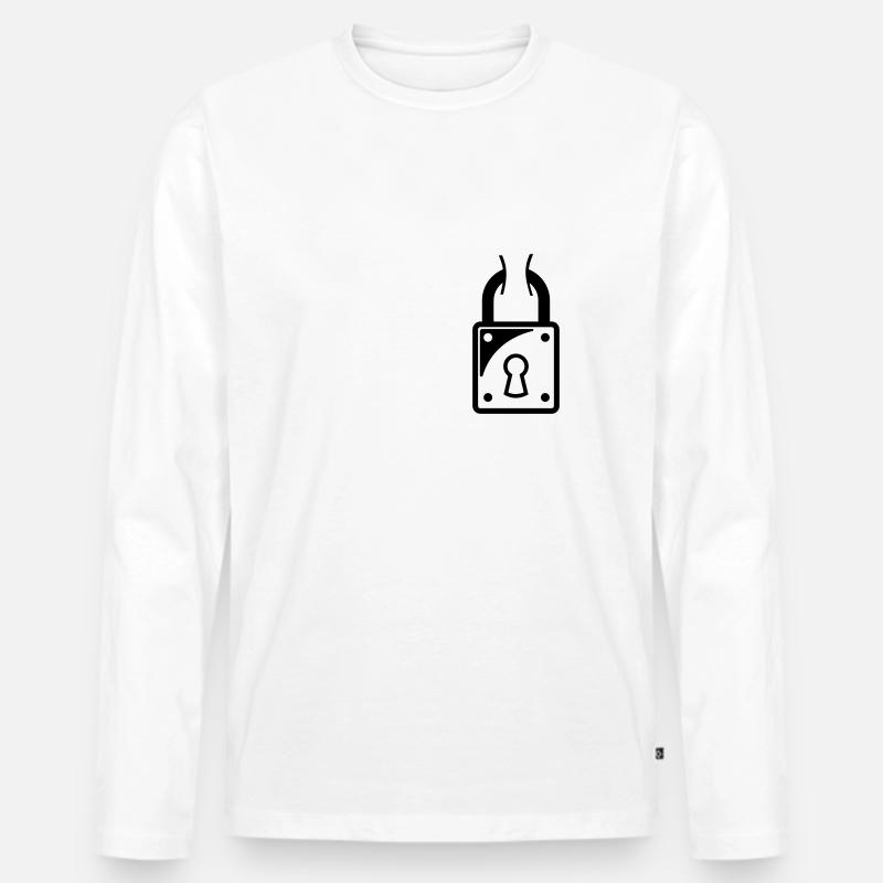 Vorhängeschloss - Männer Premium Bio Langarmshirt - Weiß
