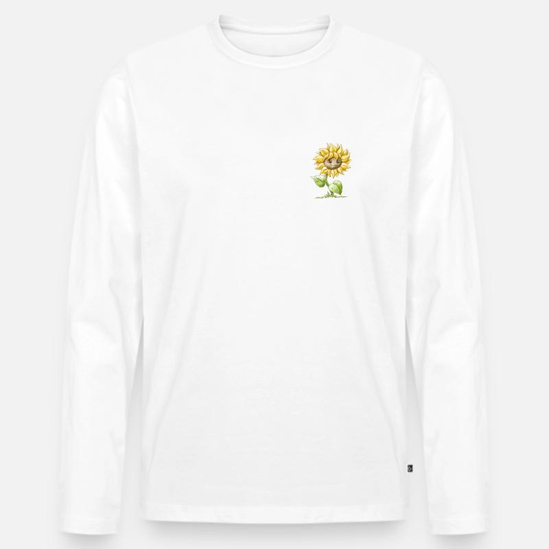 Sonnenblume - Männer Premium Bio Langarmshirt - Weiß