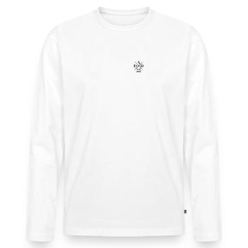 Papa 25 Papa Bébé Papa 2025 Fête des Pères Changement de couleur - T-shirt manches longues Premium bio Homme - blanc - Devant - Nico (187cm)