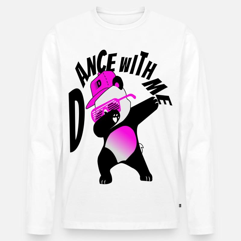 Panda Dance - Männer Premium Bio Langarmshirt - Weiß