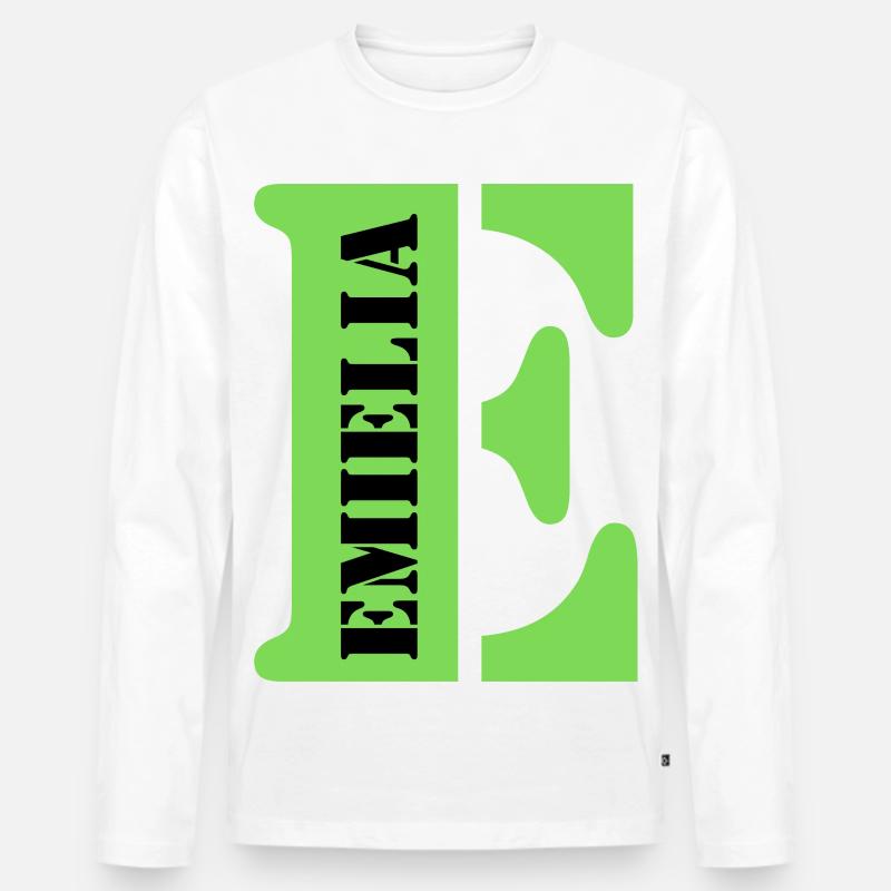 E Emielia - Männer Premium Bio Langarmshirt - Weiß