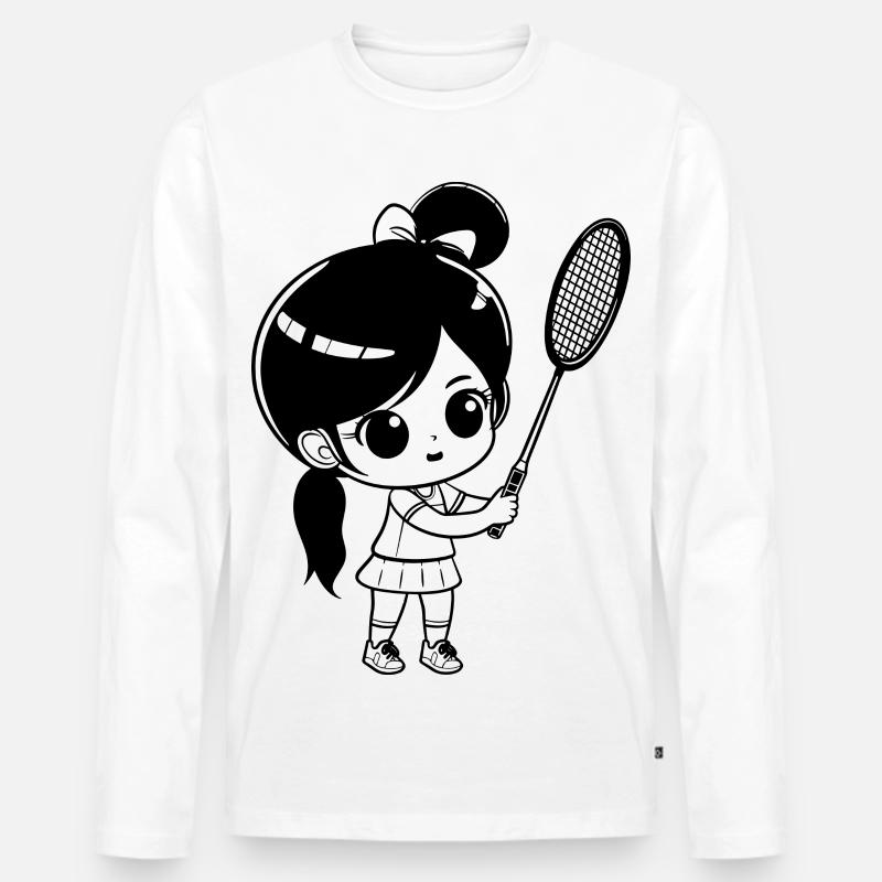 Badminton Mädchen - Männer Premium Bio Langarmshirt - Weiß