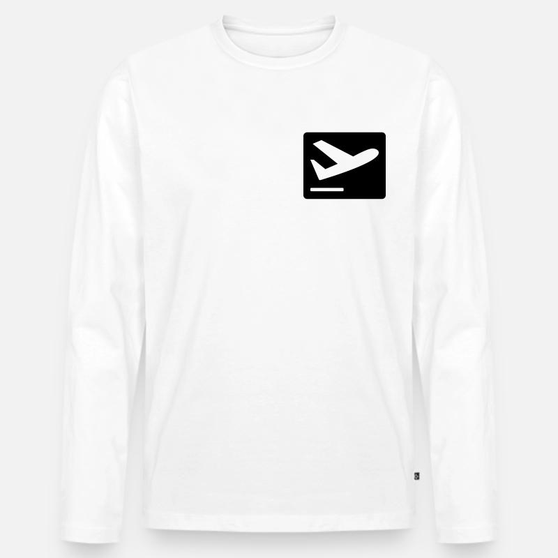 Flugzeug beim Starten - Männer Premium Bio Langarmshirt - Weiß