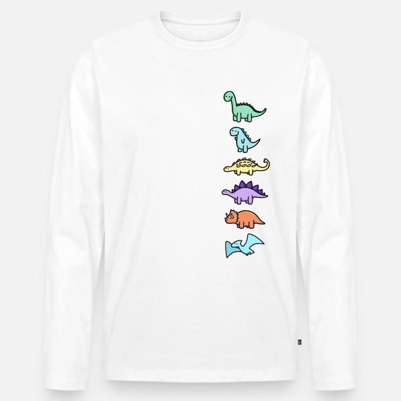 Süße Dinos - Männer Premium Bio Langarmshirt - Weiß