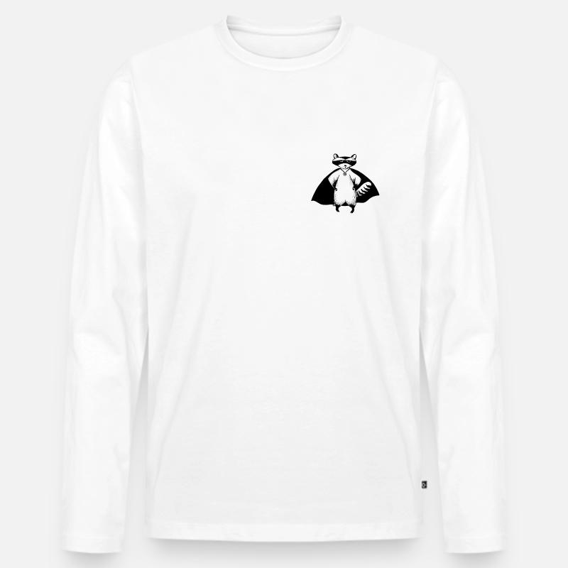 Waschbär Herrscher Yen - Männer Premium Bio Langarmshirt - Weiß