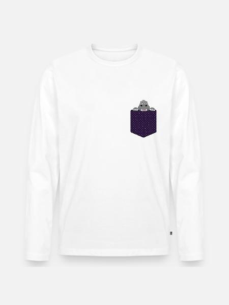 Breast pocket Hippo Hippo Hippopotamus Gift - Men's Premium Organic Long Sleeve Shirt - white