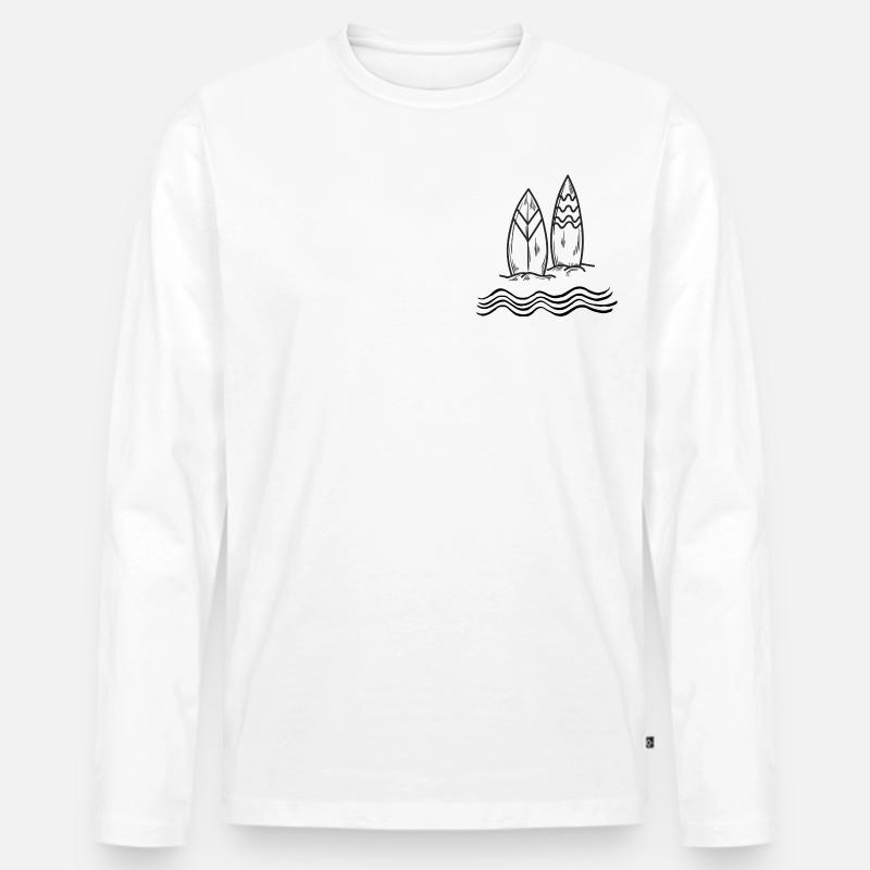 Surfboard & Waves - Männer Premium Bio Langarmshirt - Weiß