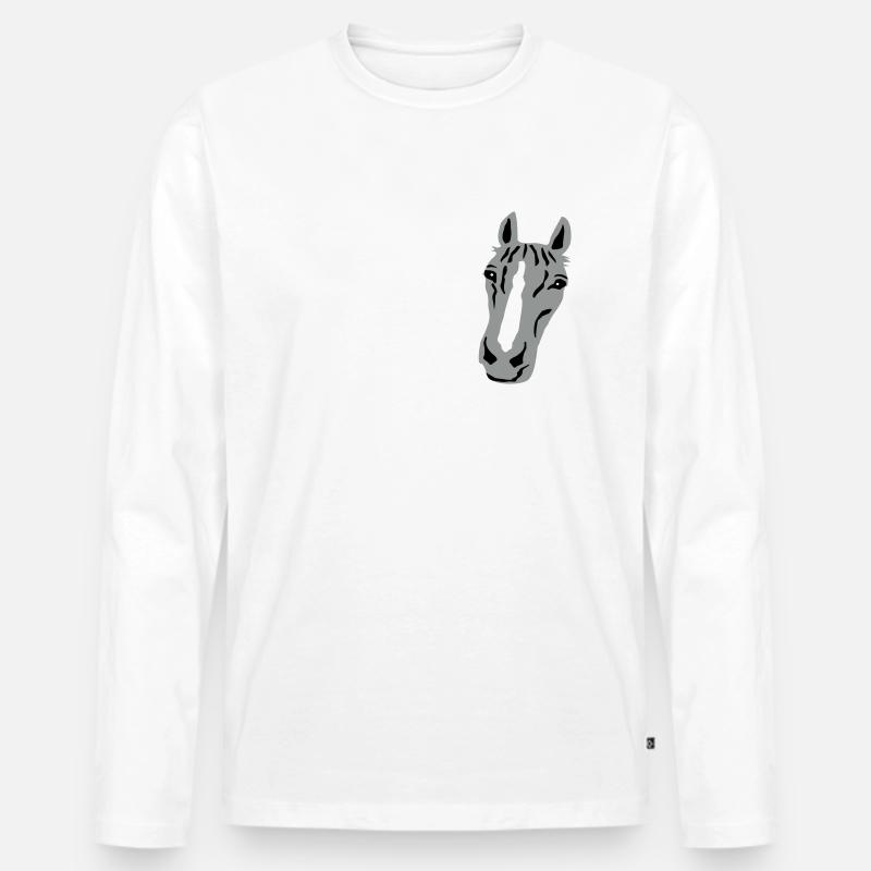 Pferd - Männer Premium Bio Langarmshirt - Weiß