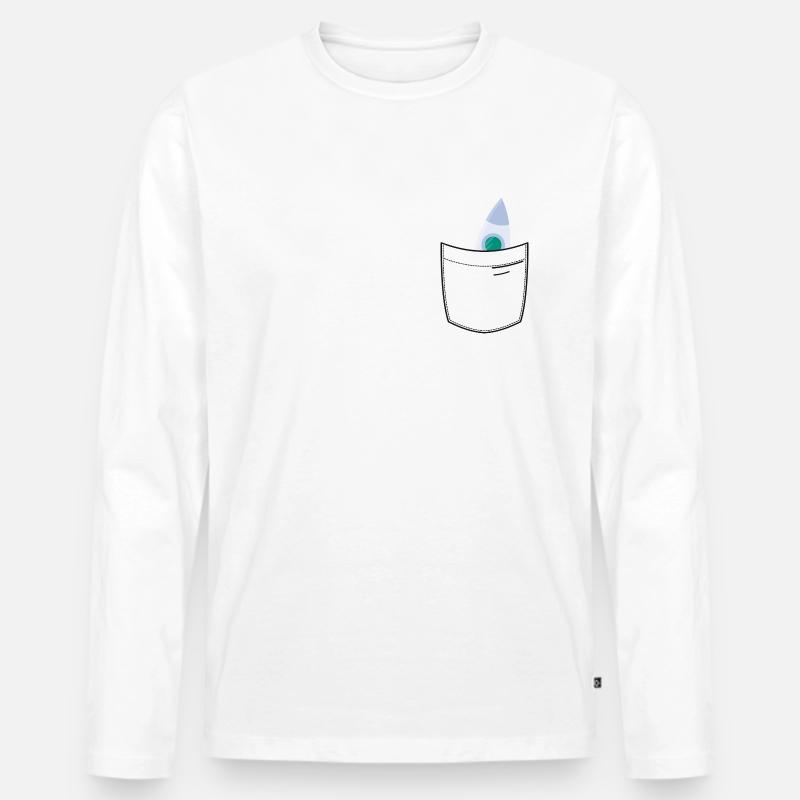 Rakete in der Brusttasche - Männer Premium Bio Langarmshirt - Weiß