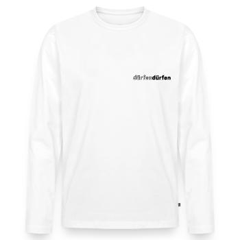 verygern DÜRFEN DÜRFEN - Männer Premium Bio Langarmshirt - Weiß - Vorne - Nico (187cm)