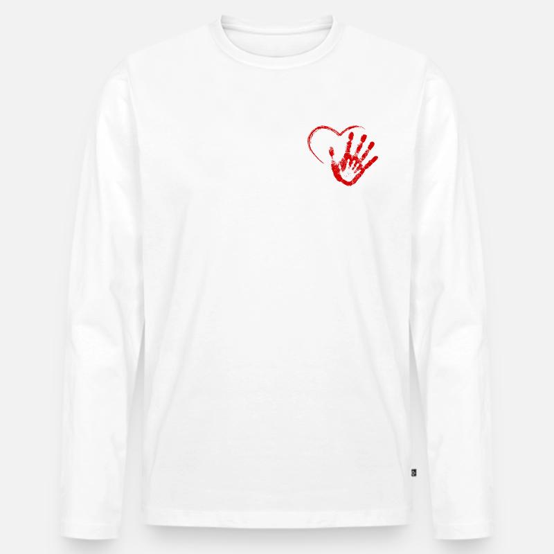 Hand aufs Herz - Männer Premium Bio Langarmshirt - Weiß