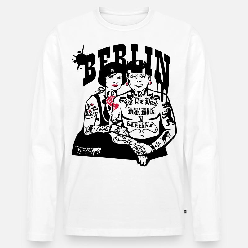 Berlin Schriftzug - Männer Premium Bio Langarmshirt - Weiß