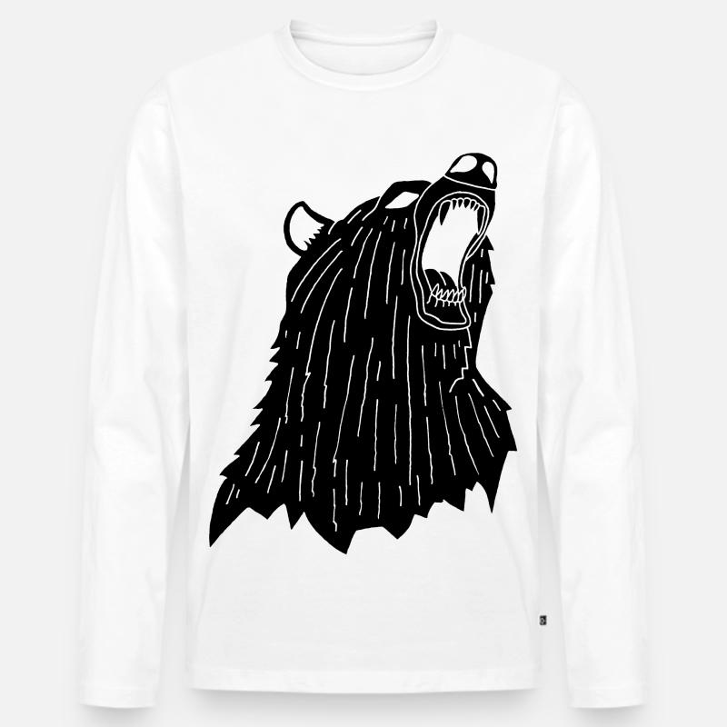 Wütender Schwarzbär - Männer Premium Bio Langarmshirt - Weiß
