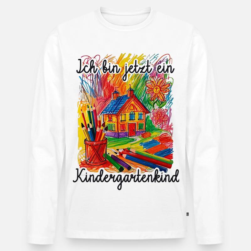 Kindergartenkind - Männer Premium Bio Langarmshirt - Weiß