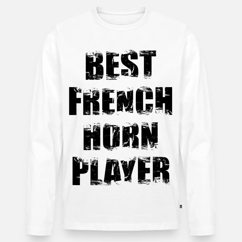 French horn player - Men's Premium Organic Long Sleeve Shirt - white