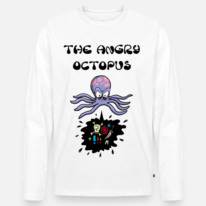 Der wütende Oktopus - Männer Premium Bio Langarmshirt - Weiß