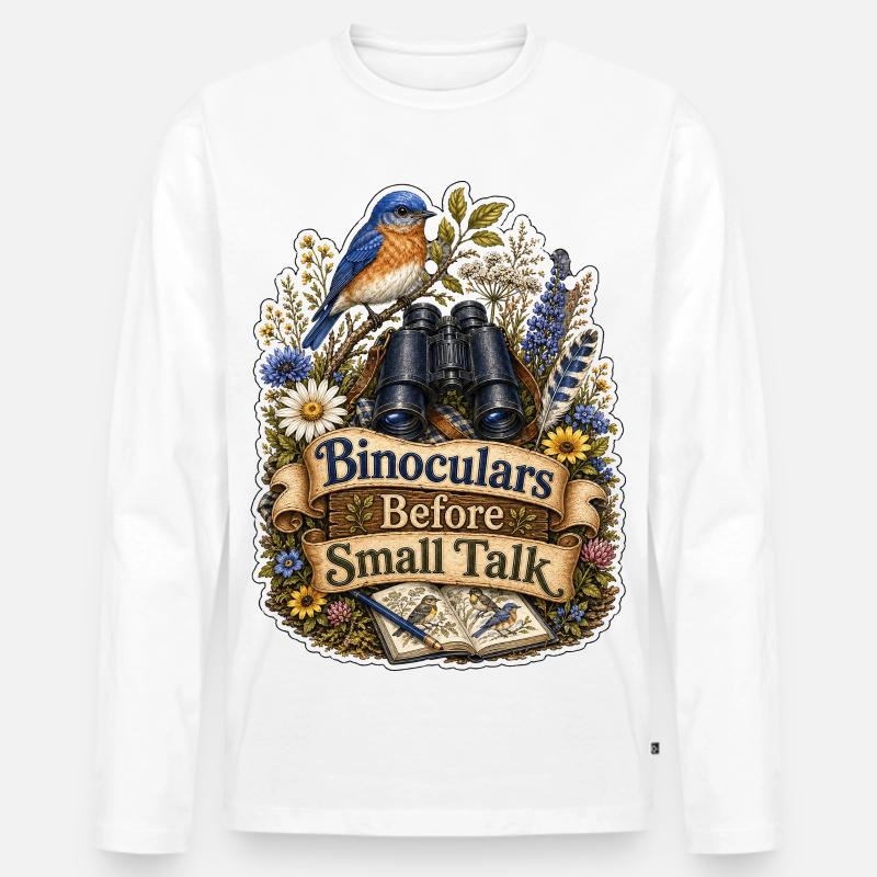 Binoculars Before Small Talk Wolken - Männer Premium Bio Langarmshirt - Weiß