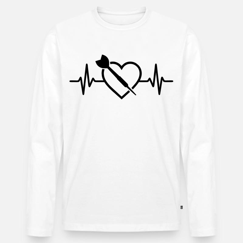 Darts Herz - Männer Premium Bio Langarmshirt - Weiß