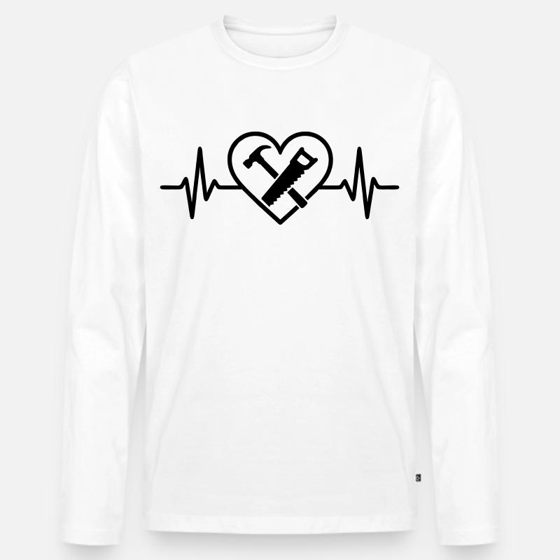 Tischler Hammer Saege Herz - Männer Premium Bio Langarmshirt - Weiß
