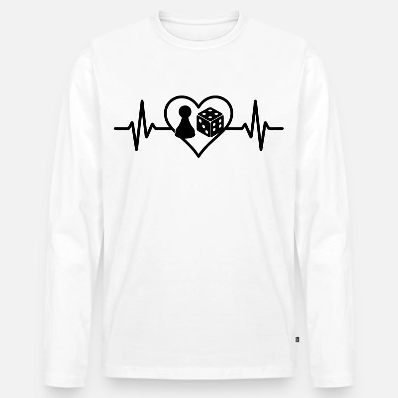 Herz Brettspiele Wuerfel Figur - Männer Premium Bio Langarmshirt - Weiß