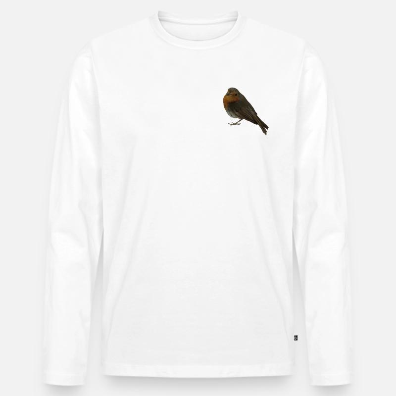 Rotkehlchen - Männer Premium Bio Langarmshirt - Weiß