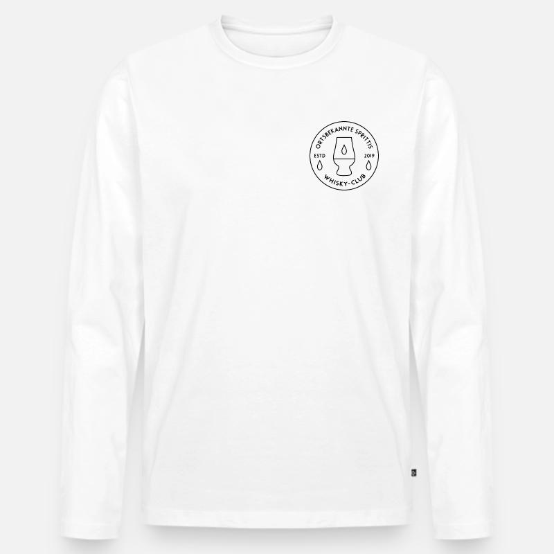 Ortsbekannte Sprittis - Schwarzes Logo - Männer Premium Bio Langarmshirt - Weiß