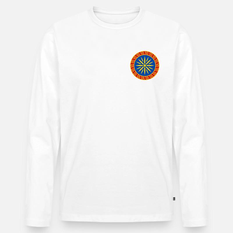 Mittelmeerblaue Sonne - Männer Premium Bio Langarmshirt - Weiß