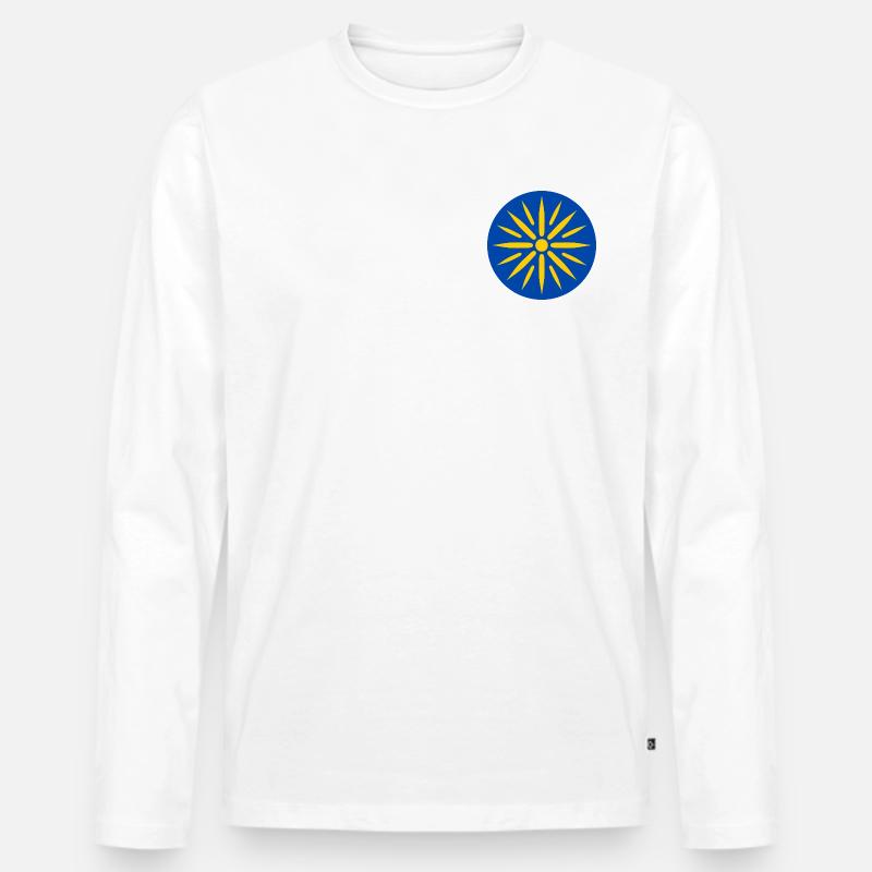 Blaue Sonne in Strahlen - Männer Premium Bio Langarmshirt - Weiß