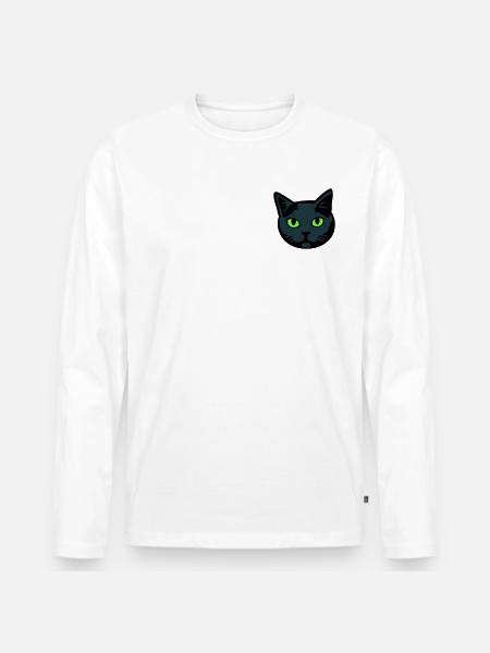 Grey Cat / Male "British Shorthair" - Men's Premium Organic Long Sleeve Shirt - white