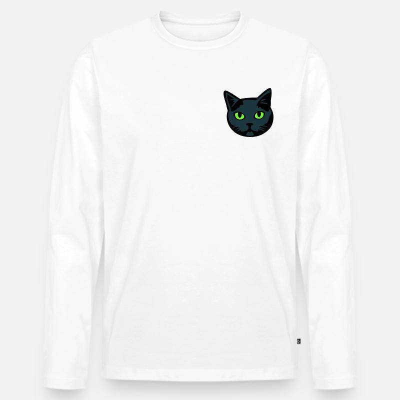 Graue Katze / Kater "Britisch Kurzhaar" - Männer Premium Bio Langarmshirt - Weiß