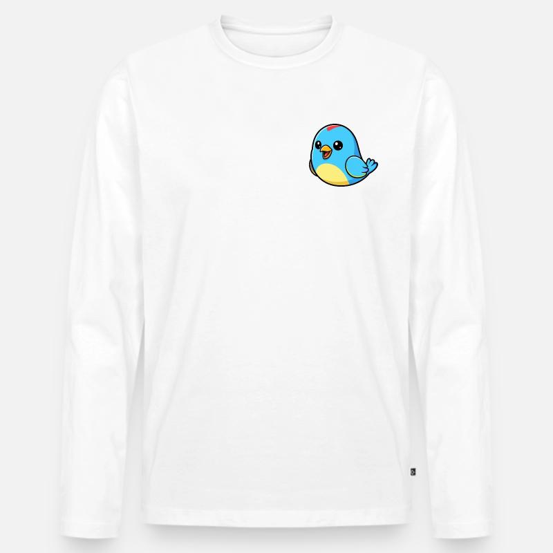 Fröhlicher Blauer Vogel Cartoon - Männer Premium Bio Langarmshirt - Weiß