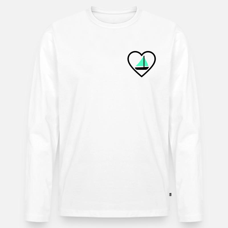 Cuore Vela – Passione Navigazione - T-shirt manches longues Premium bio Homme - blanc