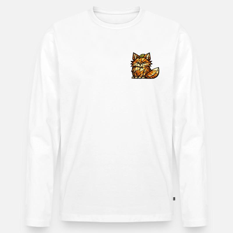 Orange Fox Kubismus-Version - Männer Premium Bio Langarmshirt - Weiß