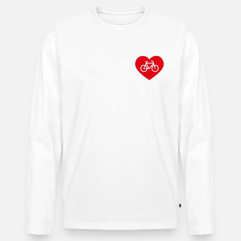 Fahrrad mit Herz - Männer Premium Bio Langarmshirt - Weiß