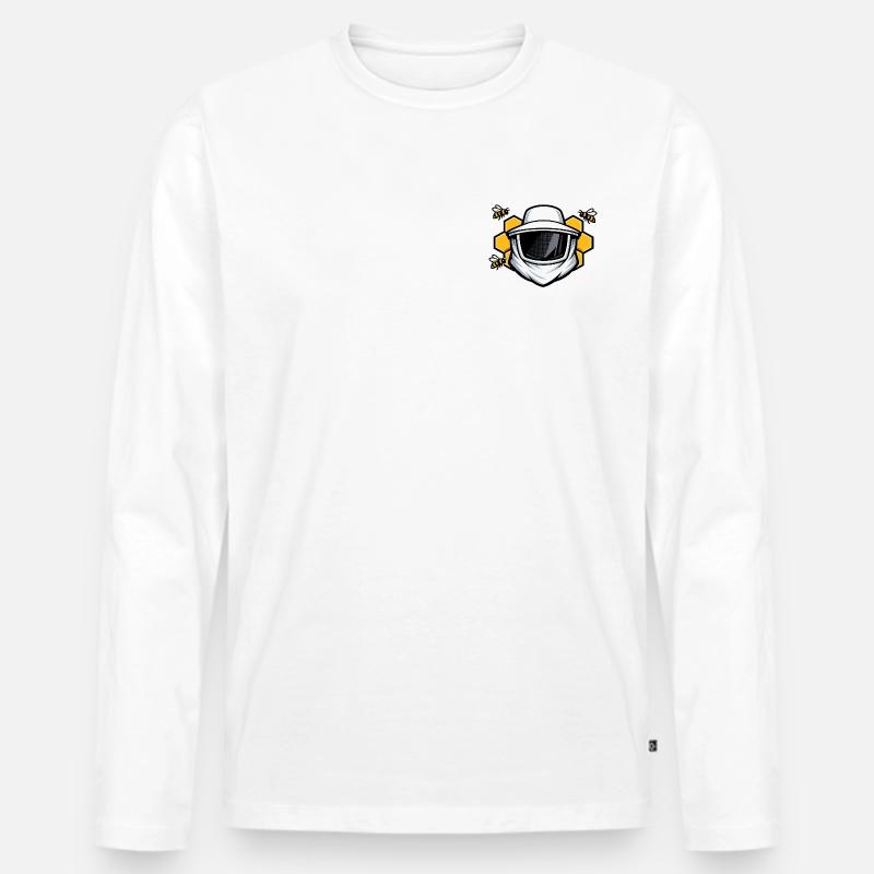 Imker Schutzhelm mit Bienen Design - Männer Premium Bio Langarmshirt - Weiß