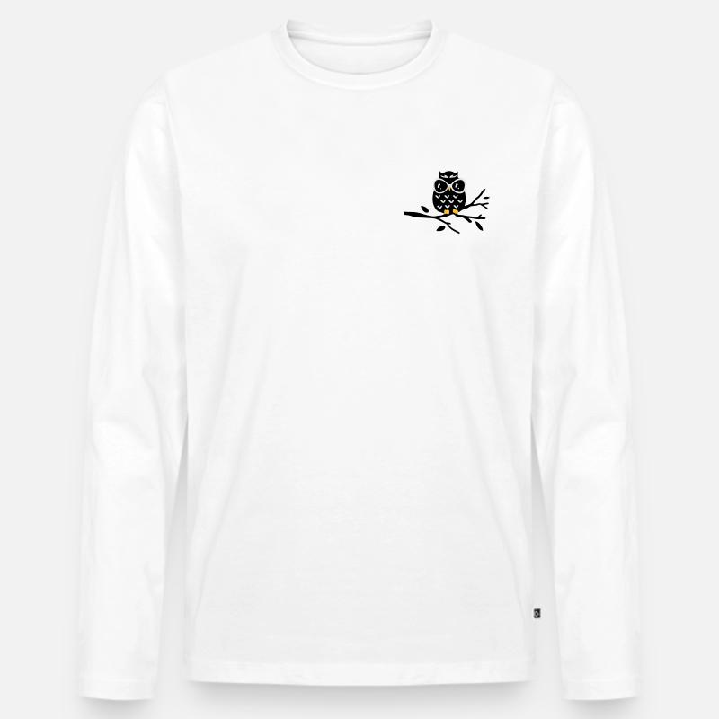 Eule - Männer Premium Bio Langarmshirt - Weiß