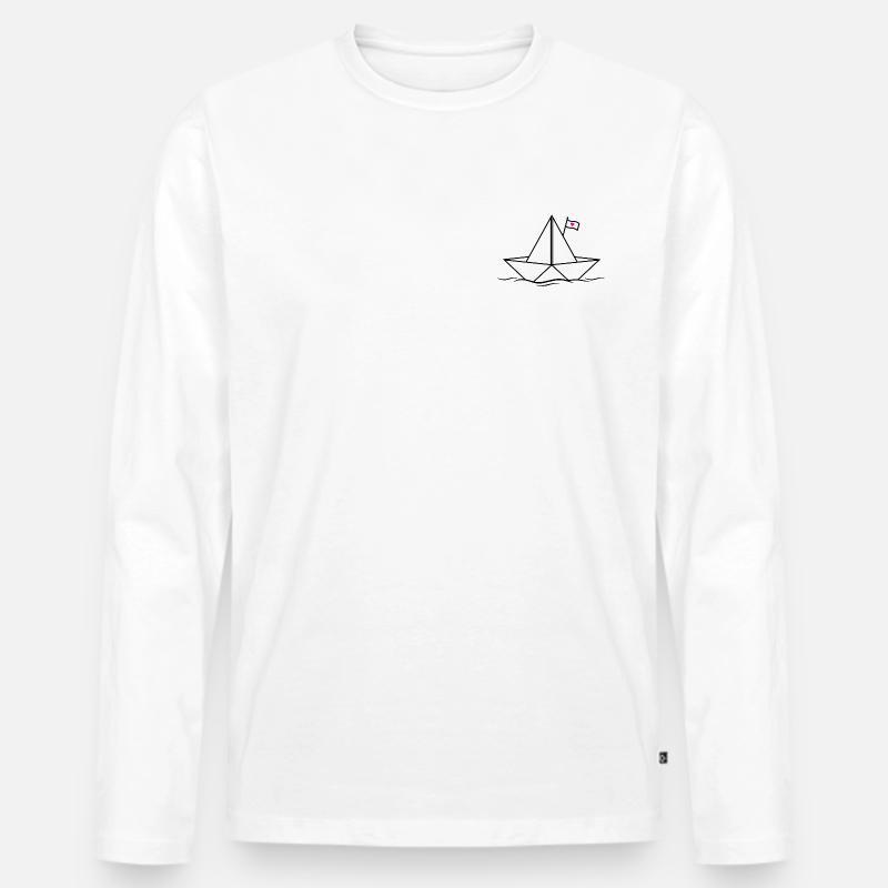 Papierschiff Papierboot  - Männer Premium Bio Langarmshirt - Weiß
