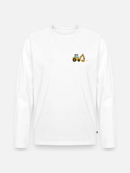 Cartoon-Bagger im Sand - Männer Premium Bio Langarmshirt - Weiß
