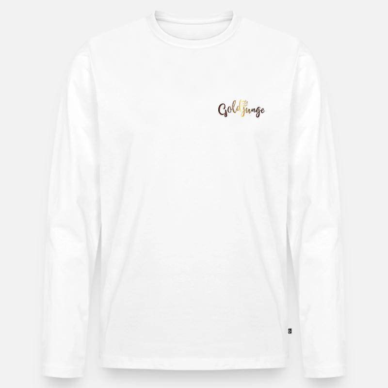 Goldjunge Basic Gold - Männer Premium Bio Langarmshirt - Weiß
