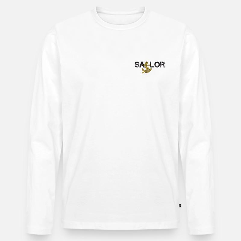 Sailor Anker schwarz - Männer Premium Bio Langarmshirt - Weiß