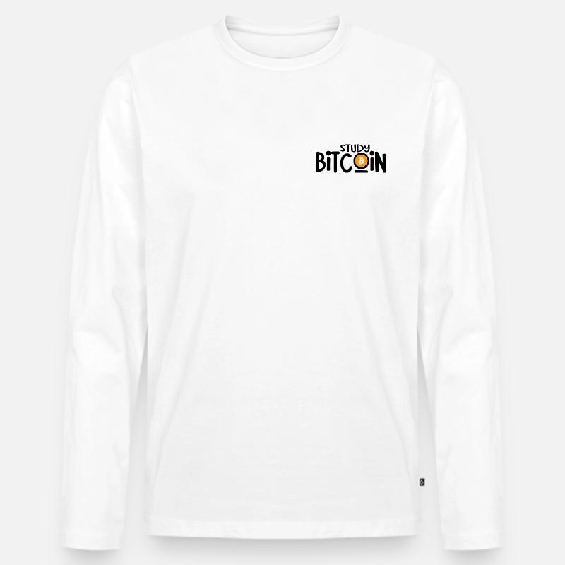 Study Bitcoin - Männer Premium Bio Langarmshirt - Weiß